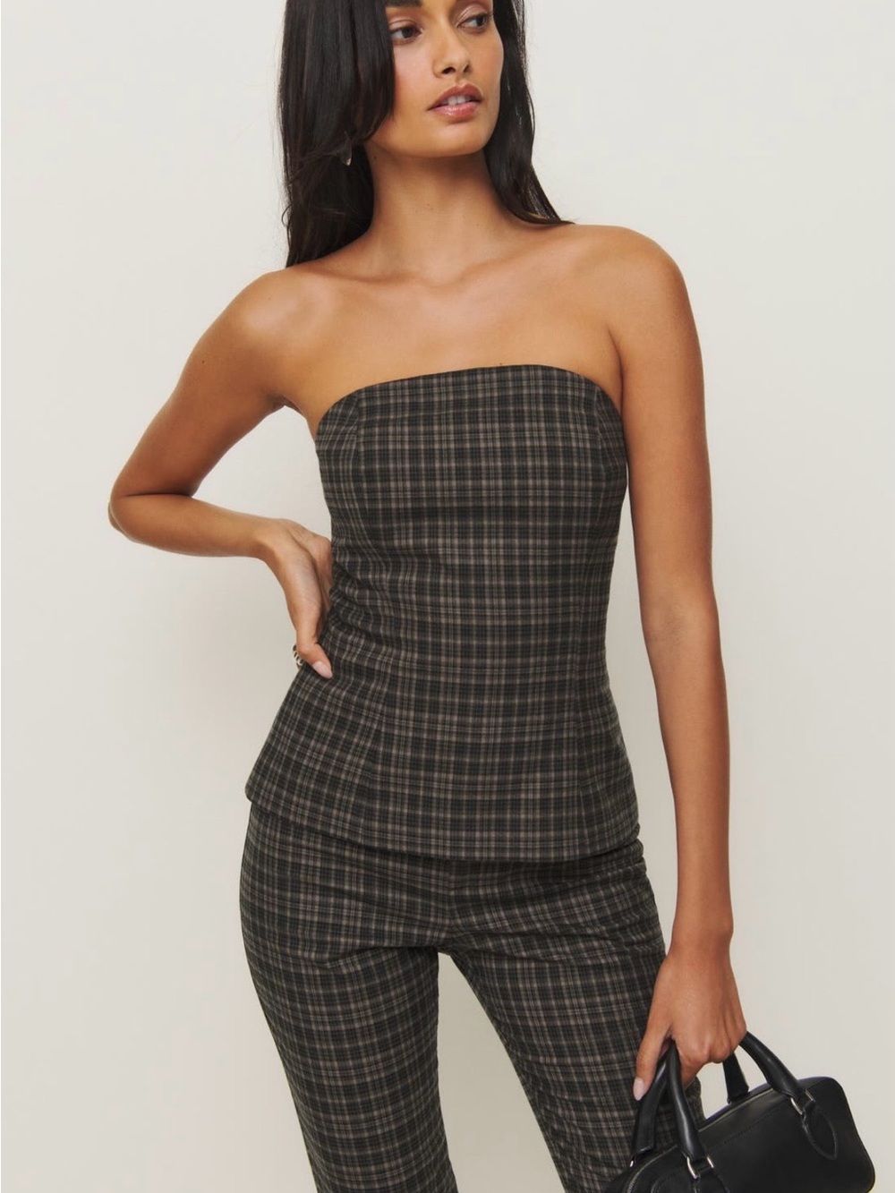 Reformation × Kacey Musgraves Steeplechase Plaid Strapless Top & Capri Pants Set - Picture 3 of 6